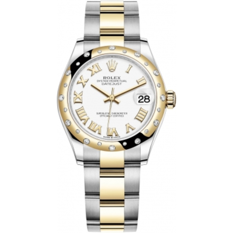 278343rbr White Roman Oyster Rolex Datejust 31mm Stainless Steel and Yellow Gold Ladies Watch